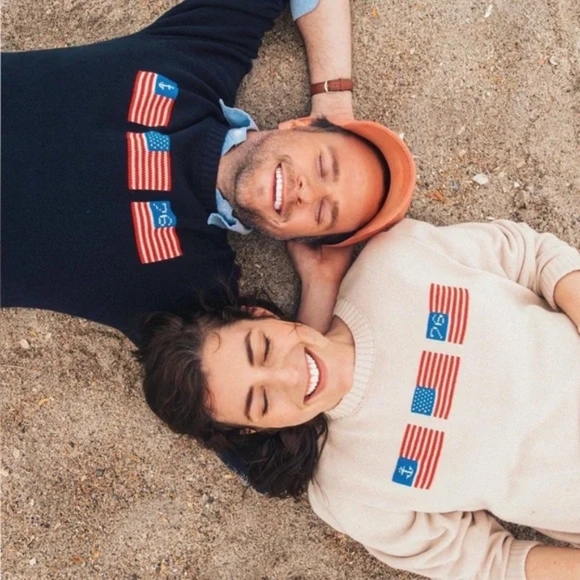 NWOT Kiel James Patrick Old Glory Sweater Navy Medium Large Unisex Rare! - Picture 7 of 7